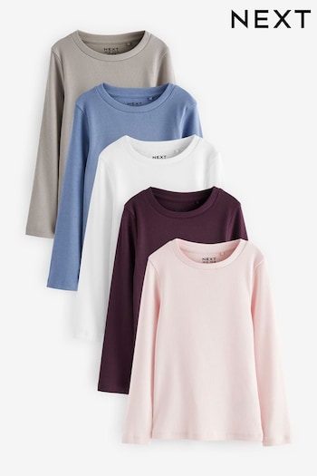 Multi 5 Pack Ribbed Long Sleeve Tops (3-16yrs) (N94129) | £22 - £28