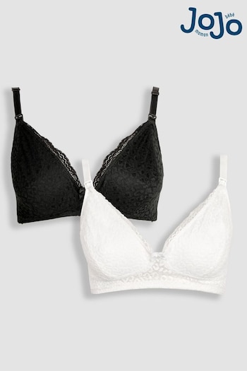 JoJo Maman Bébé Black Maternity And Nursing Lace Bras 2 Pack (N94742) | £29.50