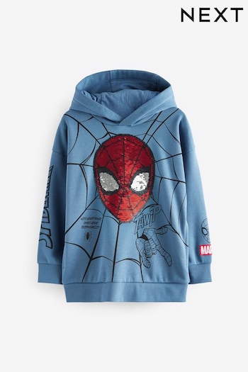 Mid Blue Licensed Spiderman Flip Sequin Hoodie (3-16yrs) (N94762) | £26 - £31