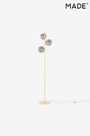 MADE.COM Grey/Brass Globe Sloor Lamp (N94766) | £159