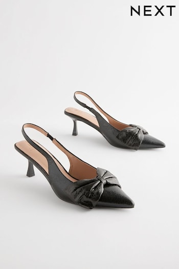 Black Regular/Wide Fit Forever Comfort® Bow Slingback Kitten Heels (N94794) | £39
