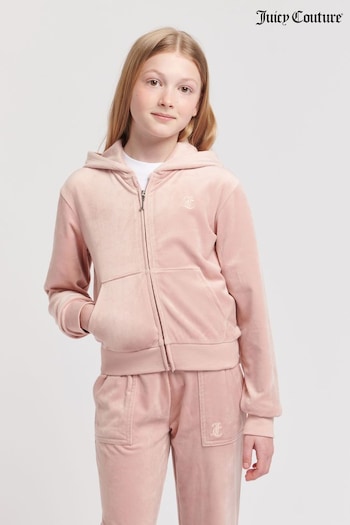 Juicy Couture Girls Pink Tonal Zip Through Hoodie (N94820) | £70 - £84