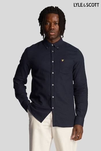Lyle & Scott Blue Plain Flannel Shirt (N94836) | £65