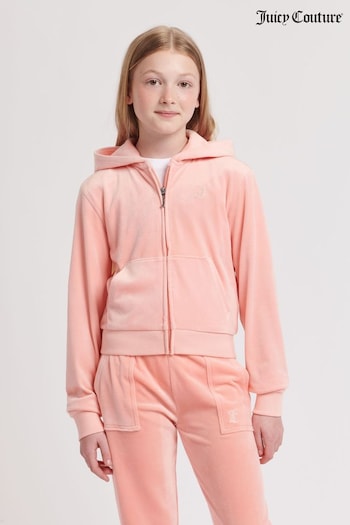 Juicy Couture Girls Pink Tonal Zip Through Hoodie (N94844) | £70 - £84