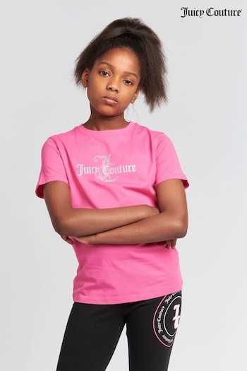 Juicy Couture Classic Fit Girls Diamante T-Shirt (N94858) | £30 - £36