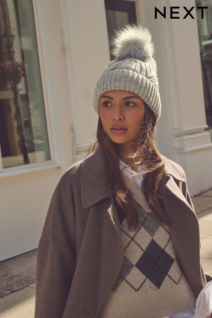Women s Grey Hats Knitted Hats Next Official Site