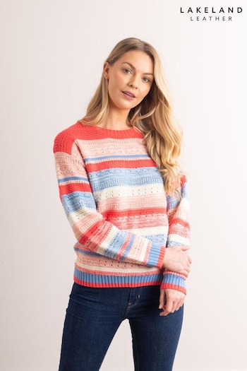 Lakeland Clothing Pink Steff Knitted Striped Jumper (N94927) | £40