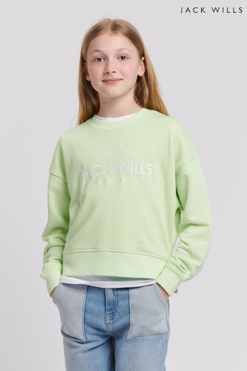 Jack Wills Loose Fit Girls Green Huntston Crew Sweatshirt (N94954) | £35 - £42
