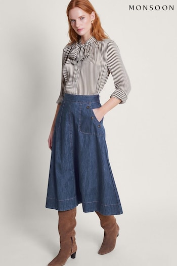 Monsoon Blue Harper Denim Skirt (N95060) | £59