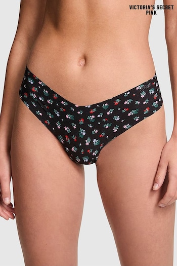 Victoria's Secret PINK Black Floral Thong Thong Knickers (N95081) | £9