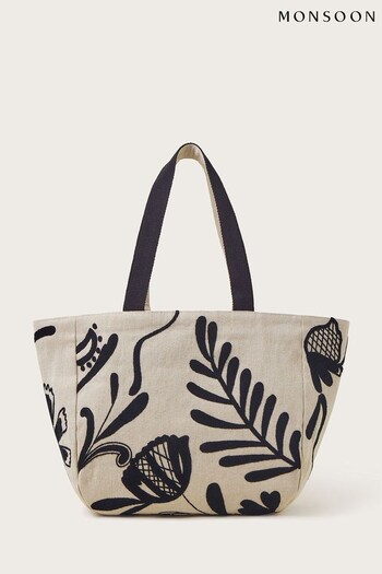 Monsoon Natural Leaf Print Tote pouch Bag (N95092) | £45