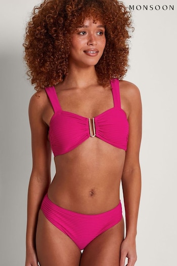 Monsoon Pink Maria Ribbed Bikini Bottoms (N95093) | £30