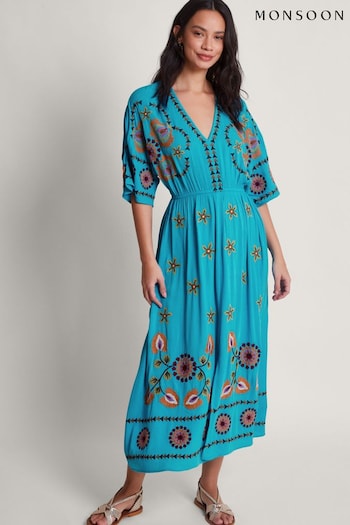 Monsoon Blue Lexi Geometric Dress (N95145) | £85
