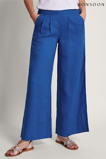 Monsoon Blue Solene Wide Leg Trousers Cropped-Jeans (N95148) | £59