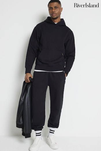 River Island Black Regular Fit Long Sleeve Hoodie (N95153) | £32