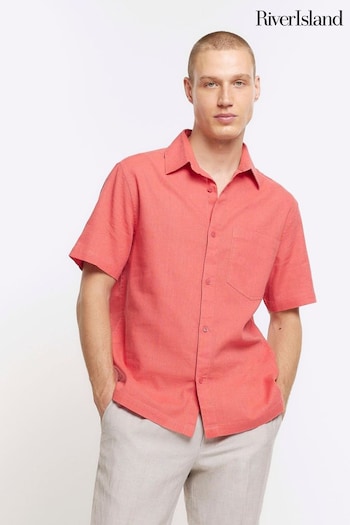 River Island Pink Short Sleeve Linen Shirt (N95173) | £30