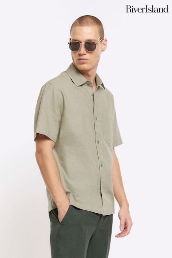 River Island Green Linen Shirt (N95181) | £30
