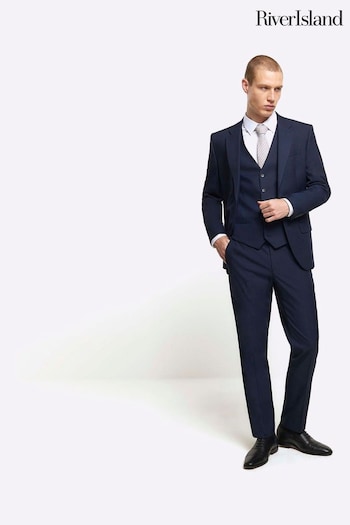River Island Blue Plain Suit: Waistcoat (N95192) | £40