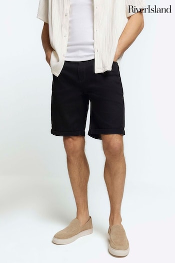 River Island Black Slim Denim Shorts (N95197) | £28