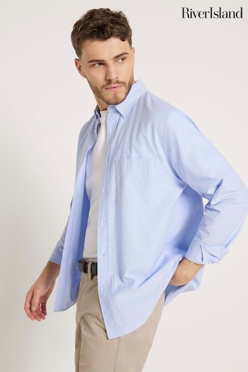 River Island Blue Slim Button Down Oxford Shirt (N95198) | £28