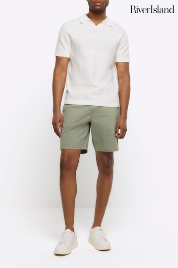 River Island Green Laundered Chino Shorts knee-length (N95209) | £28