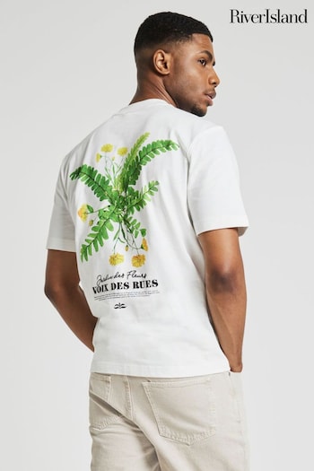 River Island White Regular Fit Vois Des Floral T-Shirt (N95222) | £25