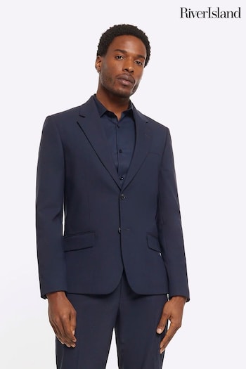 River Island Blue Single Breasted Slim Suit Jacket (N95227) | £70