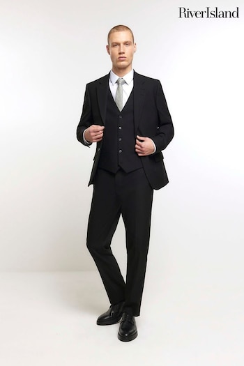River Island Black Plain Suit Waistcoat (N95233) | £40