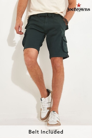 Joe Browns Green Multi Pocket Knee Length Belted Cargo Shorts (N95329) | £40