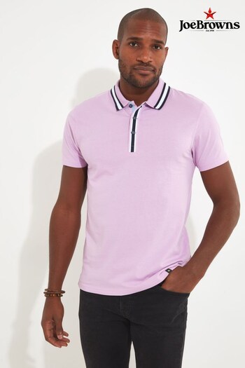 Joe Browns Purple Striped Collar Polo Shirt (N95342) | £40