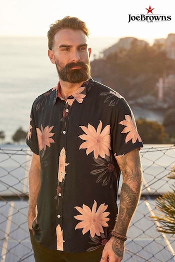 Joe Browns Black Oversized Floral Print Short Sleeve Shirt (N95398) | £43