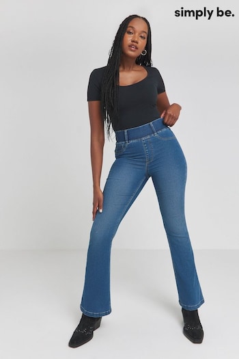 Simply Be Blue Mid Wash Flared Pull On Jeggings (N95402) | £22