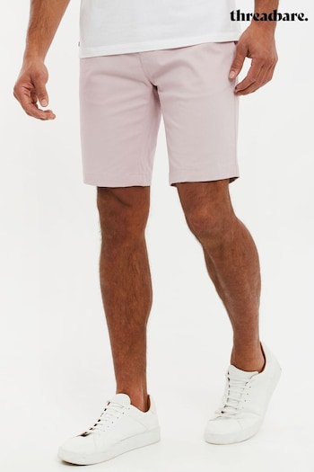 Threadbare Pink Slim Fit Cotton Chino BugsAway Shorts With Stretch (N95421) | £22