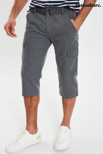Threadbare Grey 3/4 Length Belted Cargo Trousers (N95423) | £36