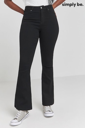 Simply Be Highwaisted Super Stretch Flared Black Jeans (N95435) | £30