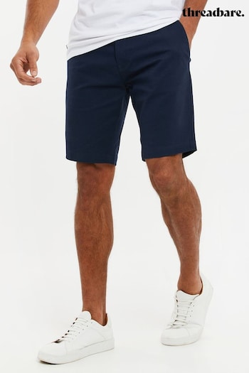 Threadbare Navy Slim Fit Cotton Chino plan Shorts With Stretch (N95456) | £22