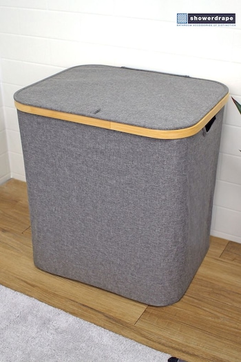 Showerdrape Grey Large Cotswold Laundry Hamper With Lid (N95463) | £33