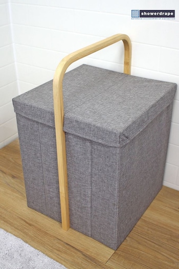 Showerdrape Grey Cotswold Single Laundry Hamper With Lid (N95468) | £39