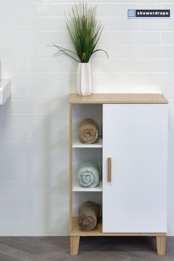Showerdrape White Varallo Bamboo Floor Cabinet with Display Shelves (N95479) | £115