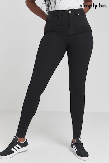 Simply Be Highwaisted Super Stretch Skinny Black detail Jeans (N95488) | £30