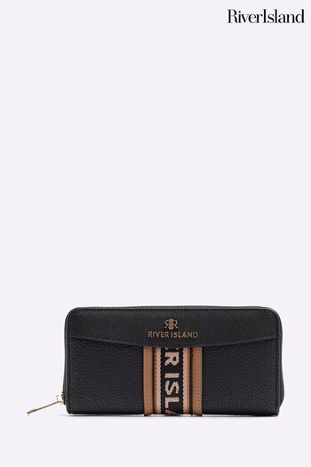 River Island Black Panelled Webbing Zip Around Purse (N95545) | £18