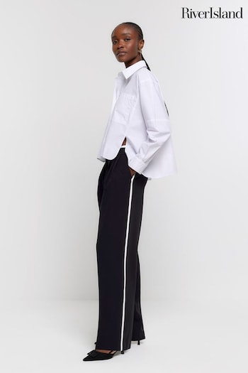 River Island Black Casual Contrast Side Stripe Trousers (N95548) | £40