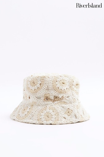 River Island Cream Crochet Bucket Hat (N95581) | £20