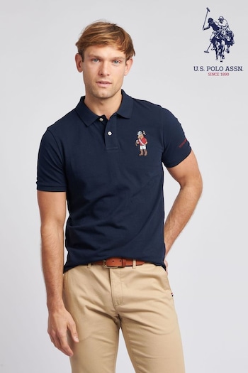 U.S. Polo Assn. Regular Fit Mens Blue Chuck Pique Polo Shirt (N95627) | £60