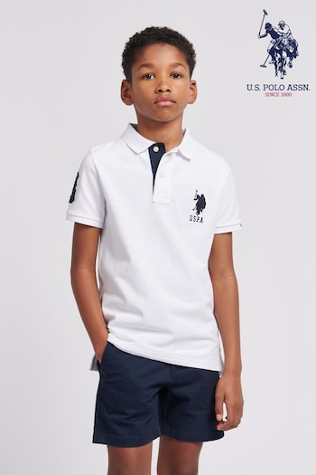 U.S. Hacket Polo Assn. Boys Blue Player 3 Pique Hacket Polo Shirt (N95670) | £40 - £48