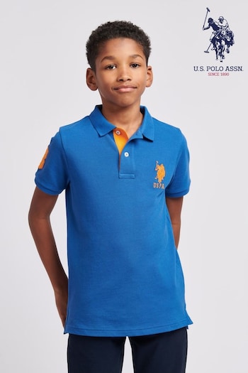 U.S. Polo Assn. Boys Blue Player 3 Pique Polo Shirt (N95673) | £40 - £48