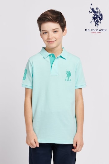 U.S. Polo Assn. Boys Blue Player 3 Pique Polo Shirt (N95690) | £40 - £48