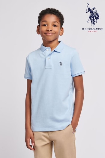 U.S. Courtes Polo Assn. Boys Blue Double Horsemen Pique Courtes Polo Shirt (N95700) | £35 - £42