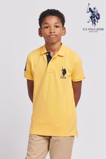 U.S. Slipper Polo Assn. Boys Blue Player 3 Pique Slipper Polo Shirt (N95734) | £40 - £48