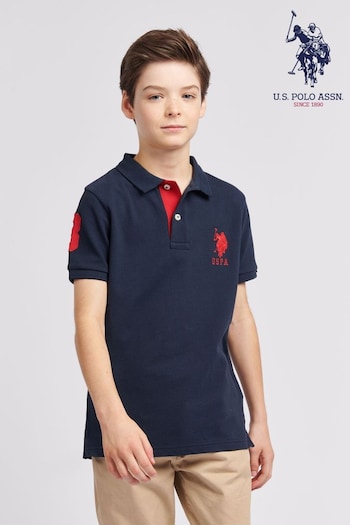 U.S. Polo Assn. Boys Blue Player 3 Pique Polo Shirt (N95735) | £40 - £48